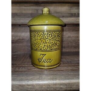 Vintage 1960s Tea Canister by Holiday Designs Retro Green made in the USA 9in